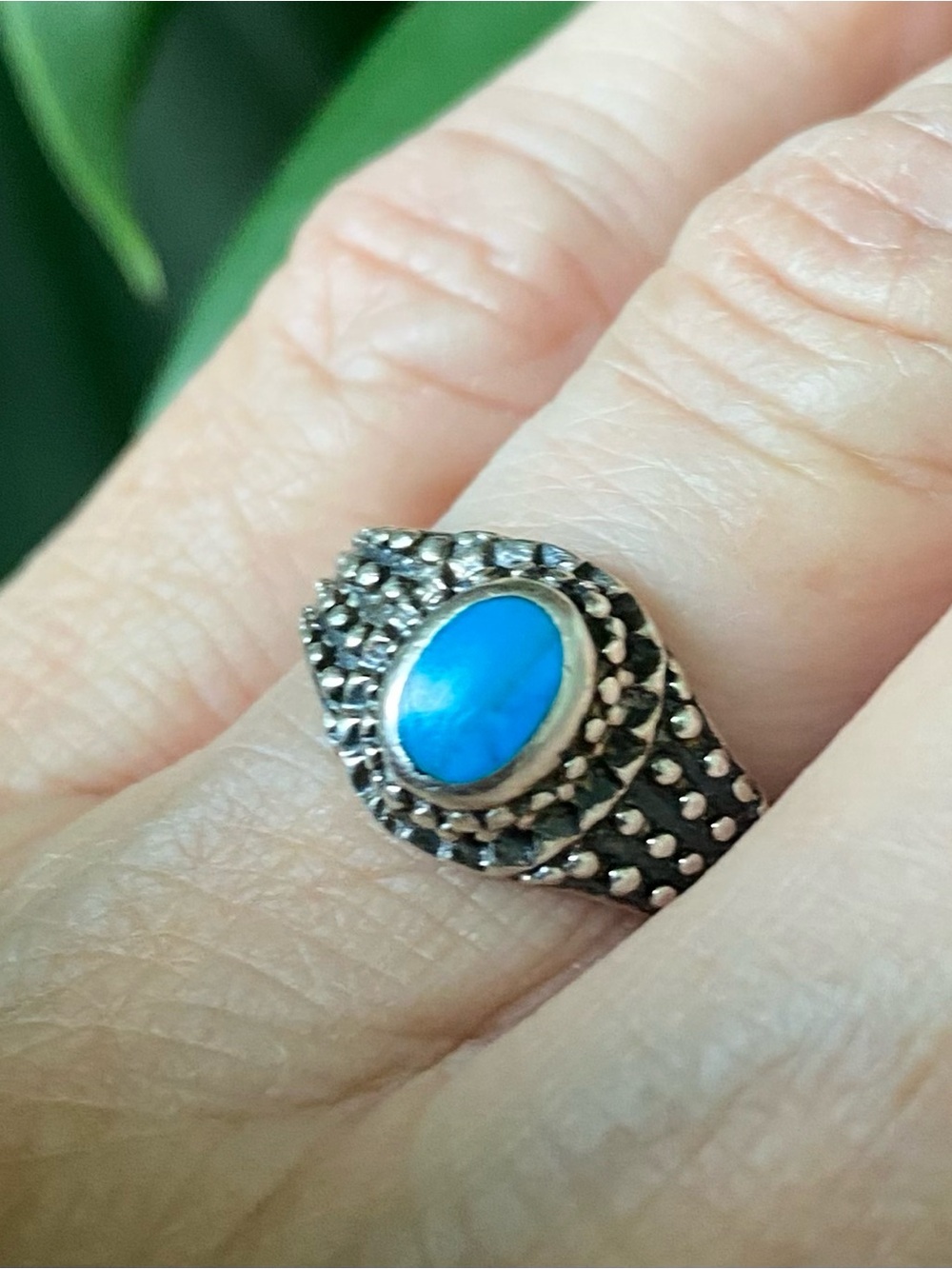 Sterling Silver Blue Stone Women's Ring